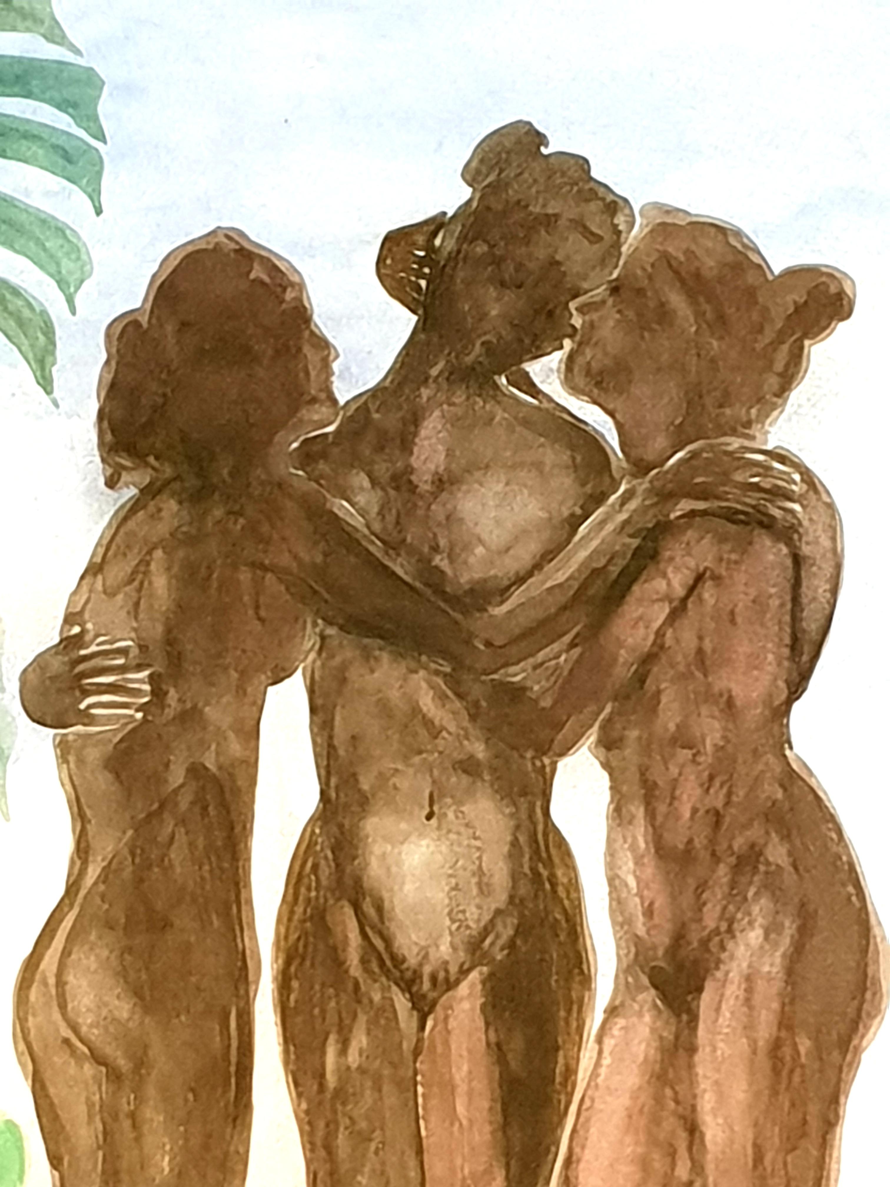 Surrealist Gouache and Watercolour on Paper, The Three Graces For Sale 6