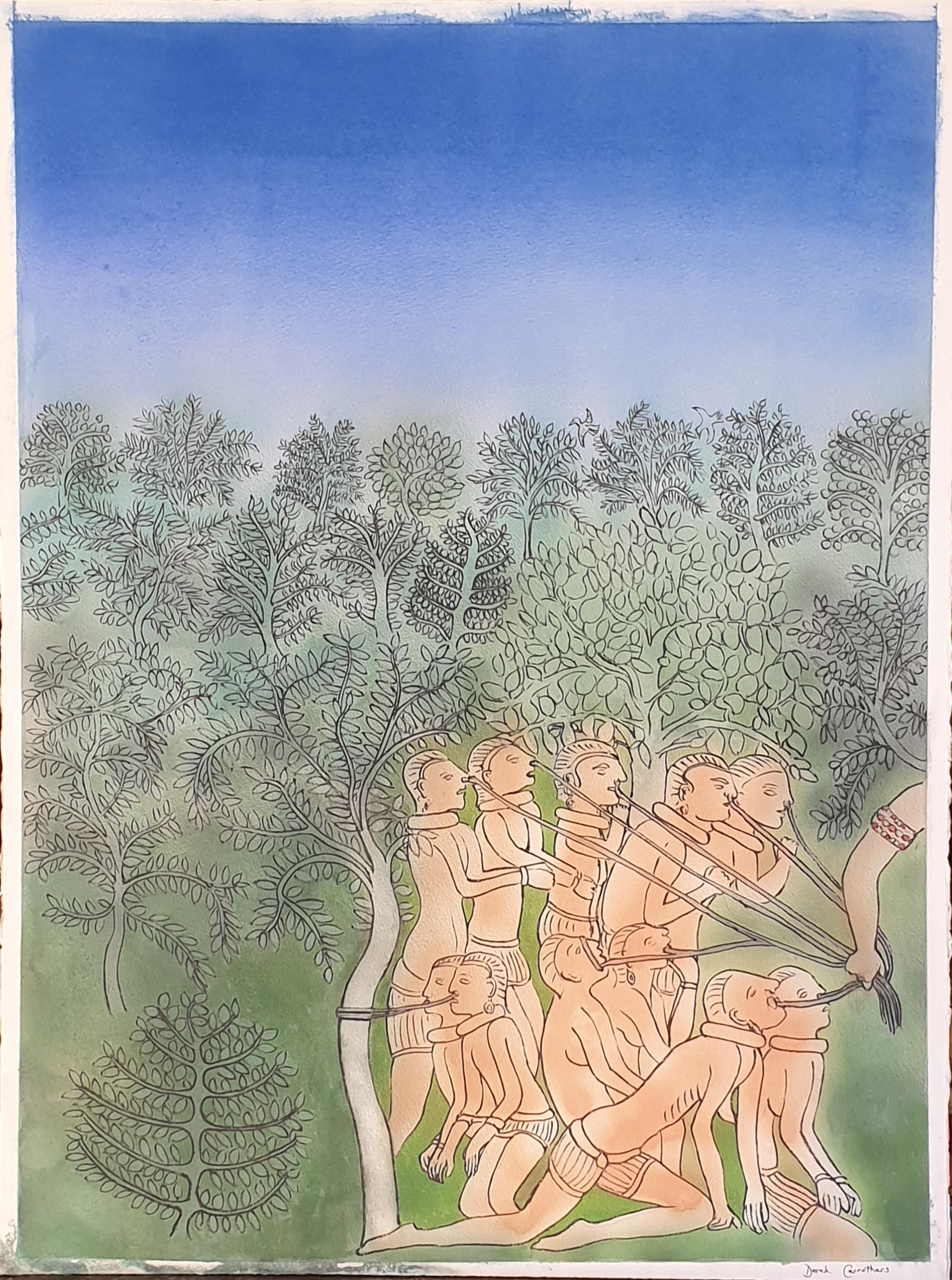 Gouache sur papier surréaliste.