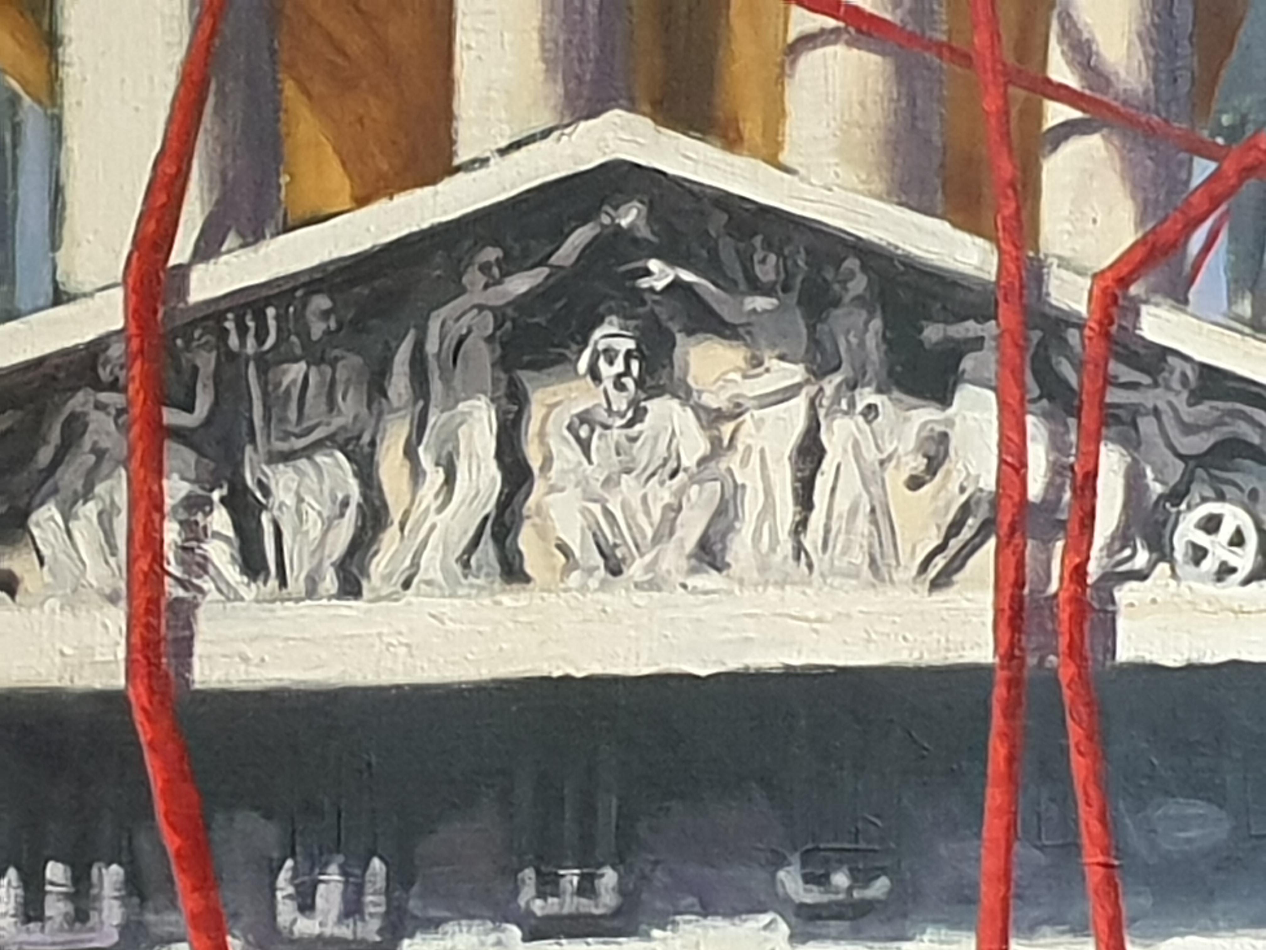 Très grande huile sur toile surréaliste de la fin du 20e siècle, « Le temple ».  en vente 8