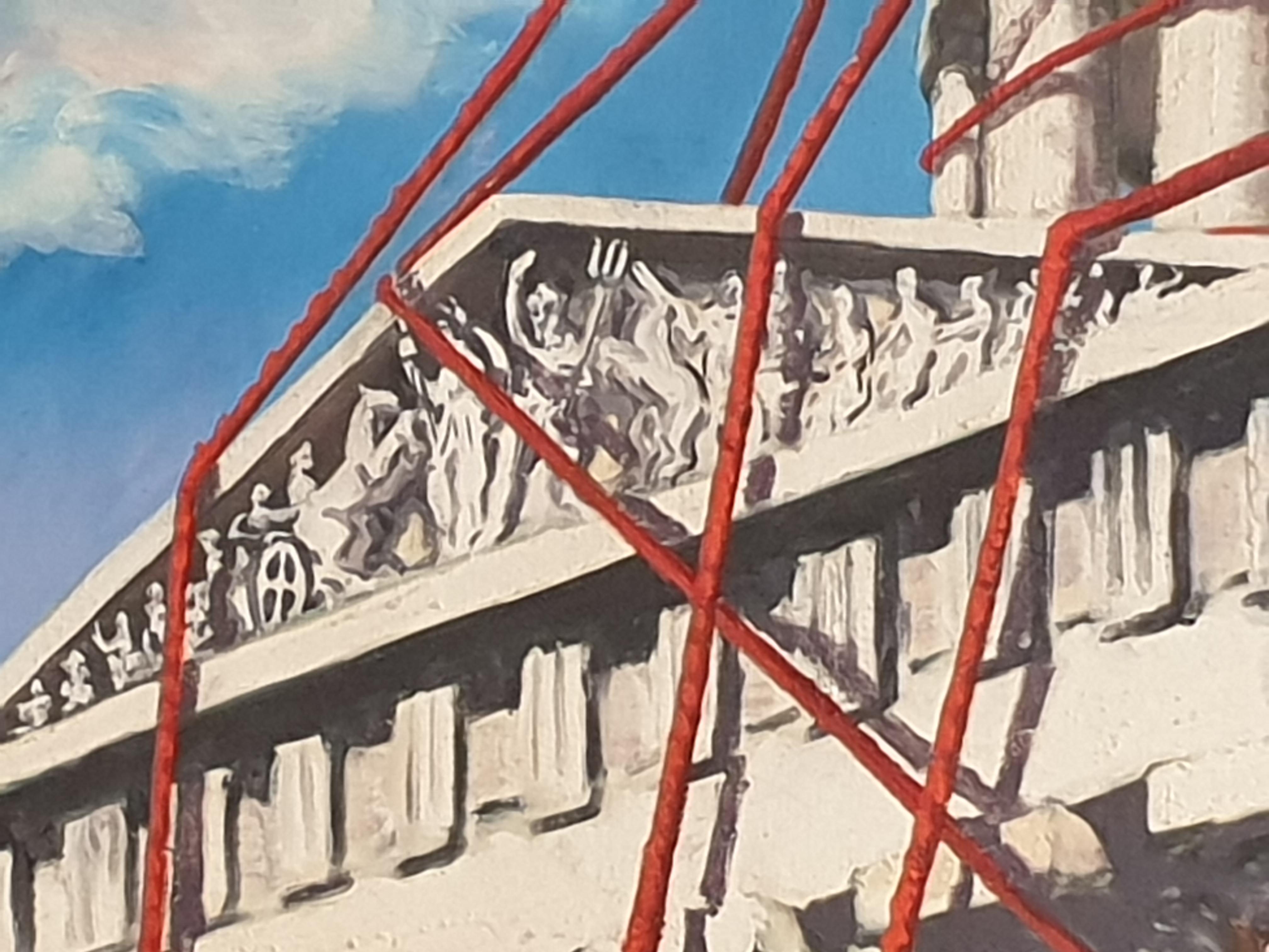 Très grande huile sur toile surréaliste de la fin du 20e siècle, « Le temple ».  en vente 9