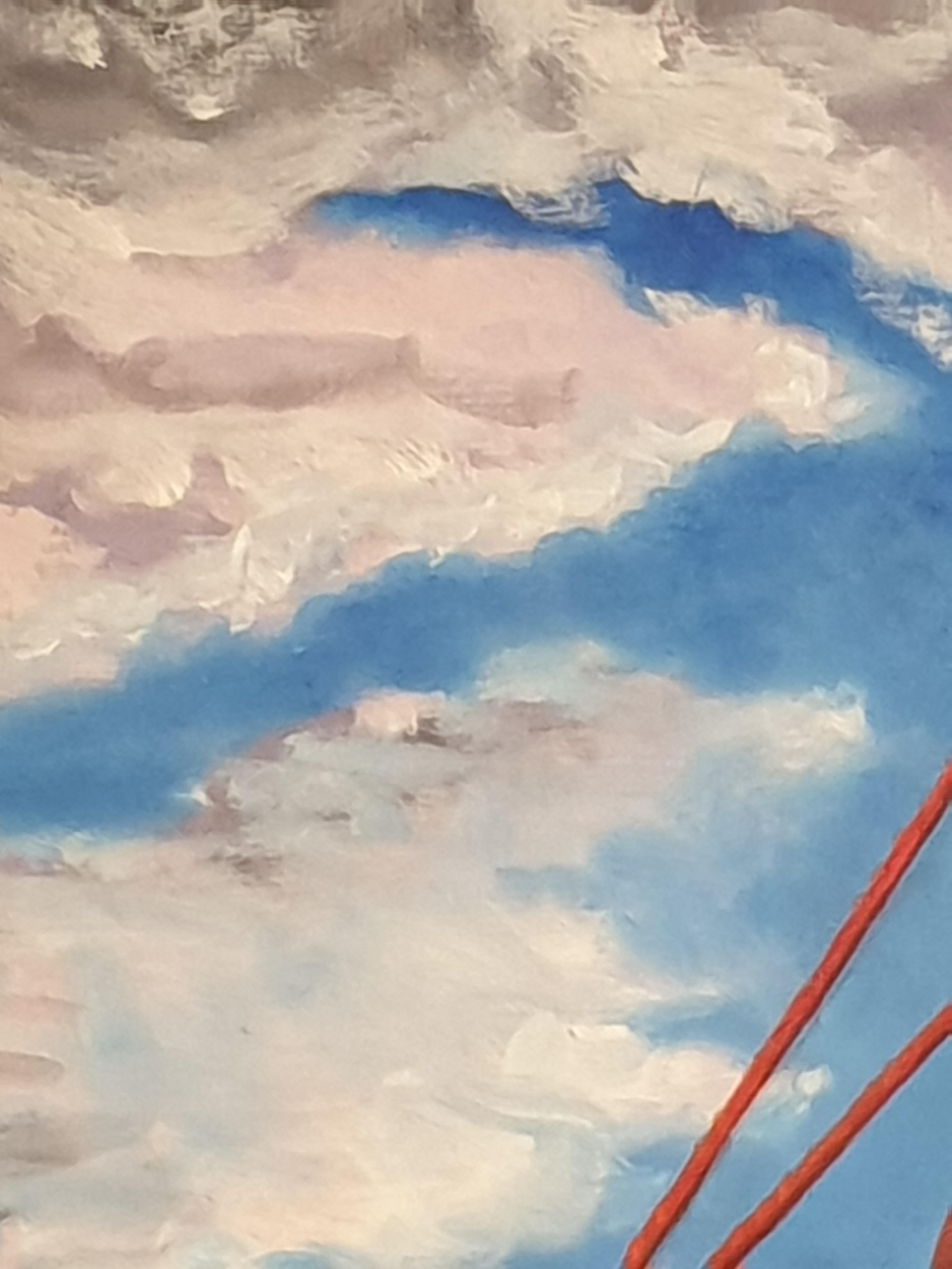 Olio su tela surrealista molto grande della fine del XX secolo. Il Tempio. 11