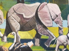 Large Scale Surrealist Oil on Canvas, 'At the Watering Hole'.