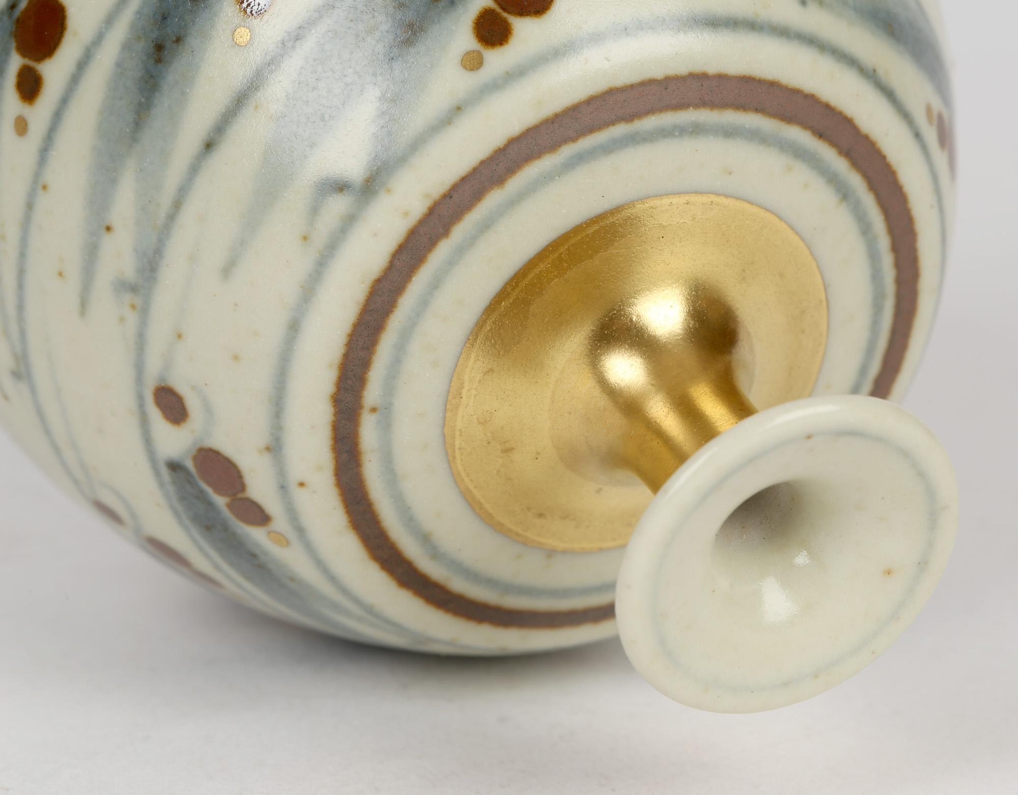 English Derek Clarkson Brush Decorated Porcelain Studio Pottery Vase