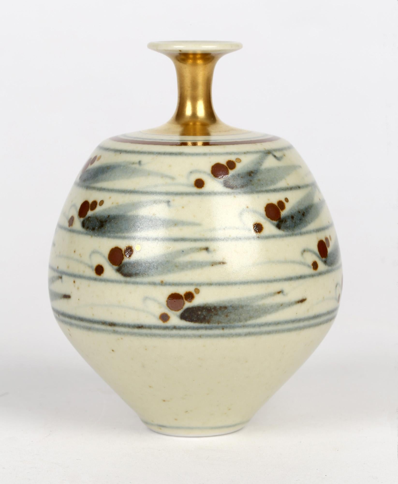 20th Century Derek Clarkson Brush Decorated Porcelain Studio Pottery Vase