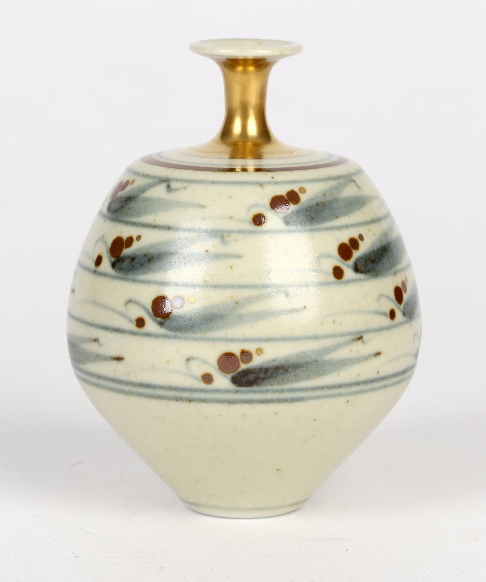Derek Clarkson Brush Decorated Porcelain Studio Pottery Vase 1