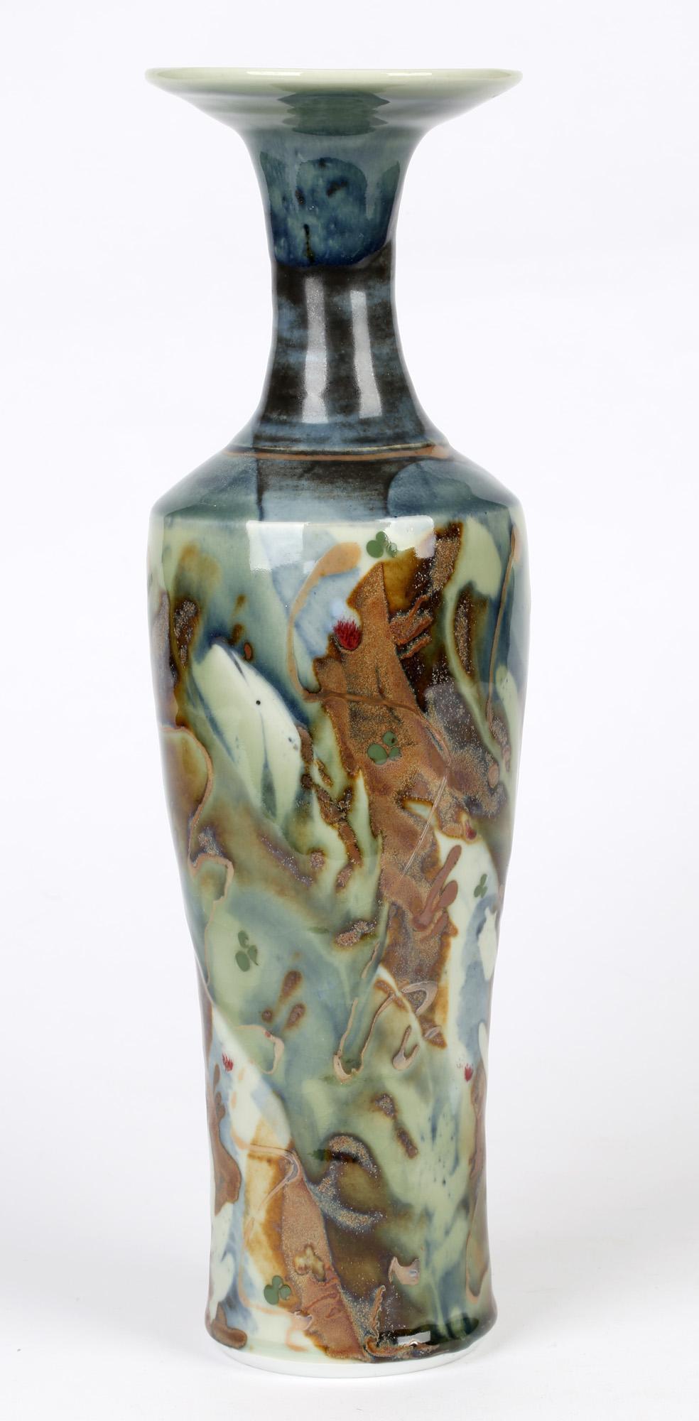 Derek Clarkson Attributed Large Abstract Glazed Porcelain Studio Pottery Vase For Sale 2
