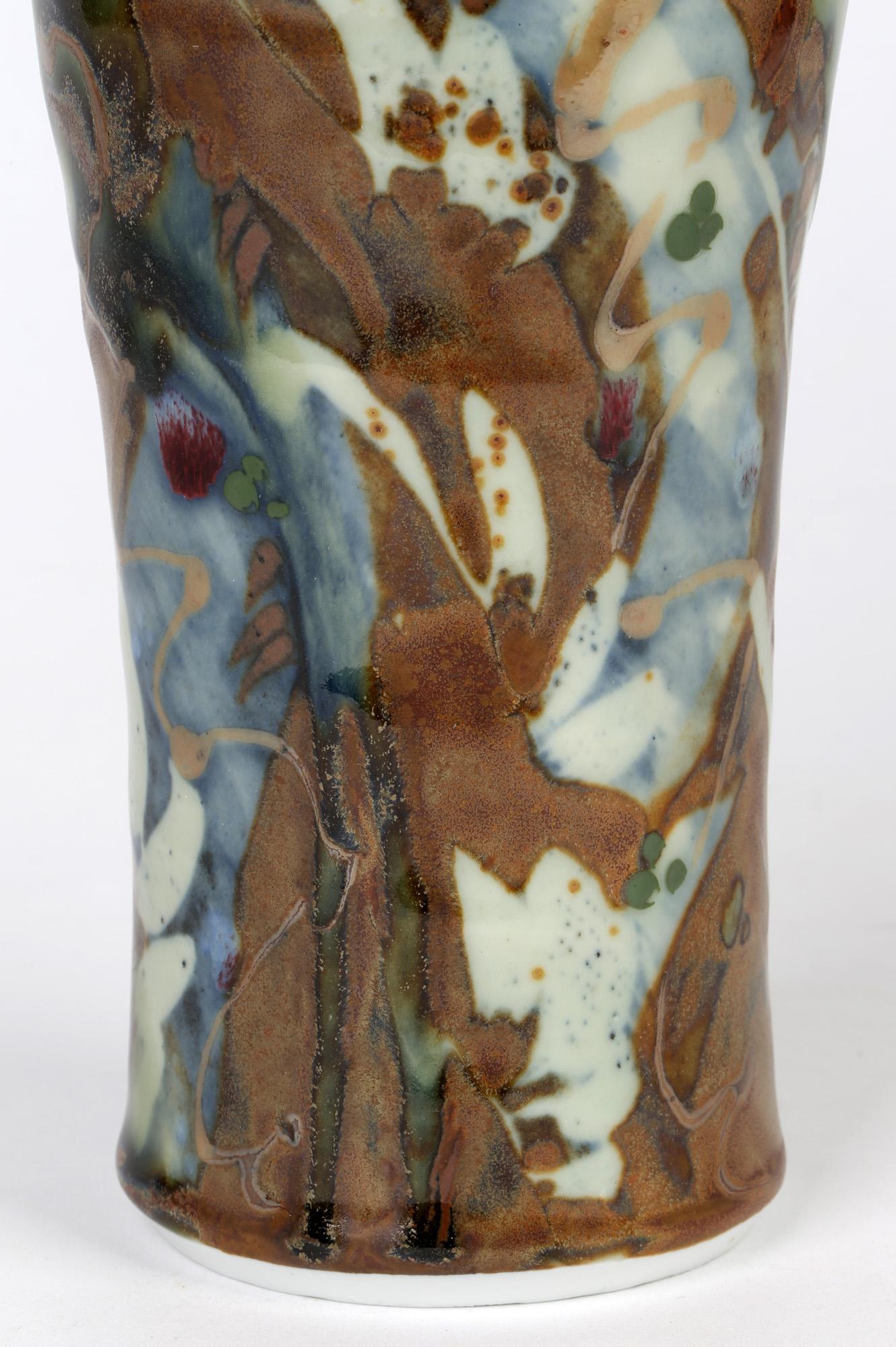 Modern Derek Clarkson Attributed Large Abstract Glazed Porcelain Studio Pottery Vase For Sale