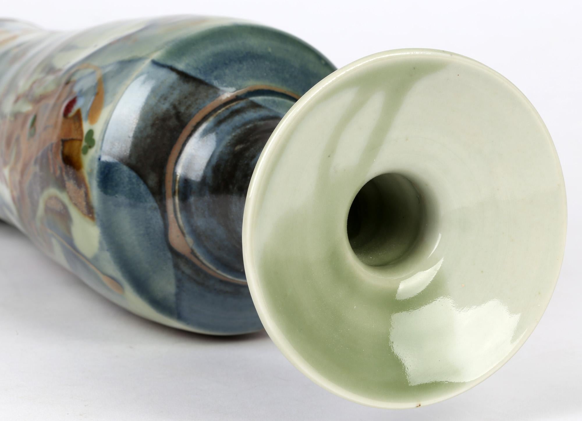 British Derek Clarkson Attributed Large Abstract Glazed Porcelain Studio Pottery Vase For Sale