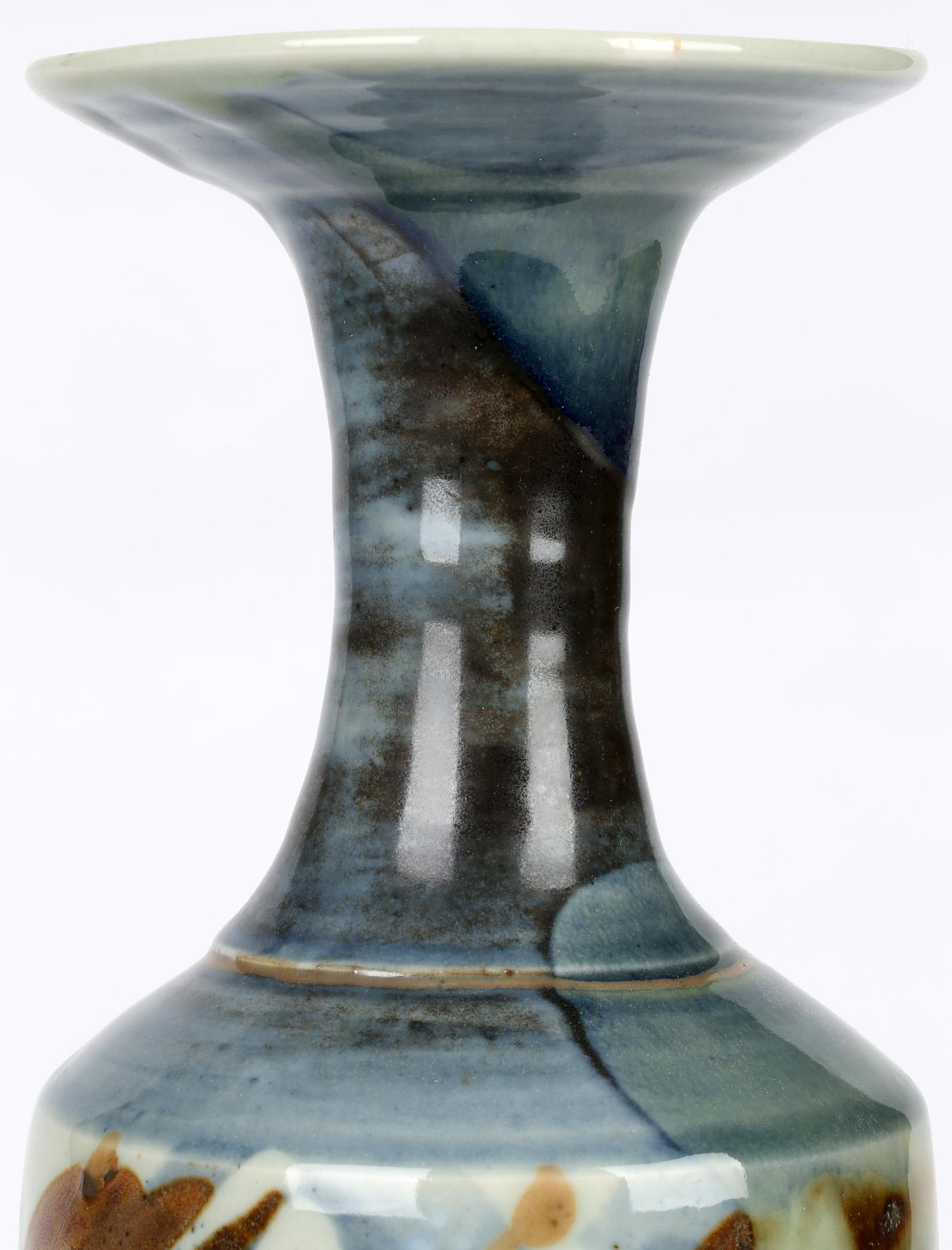 Hand-Crafted Derek Clarkson Attributed Large Abstract Glazed Porcelain Studio Pottery Vase For Sale