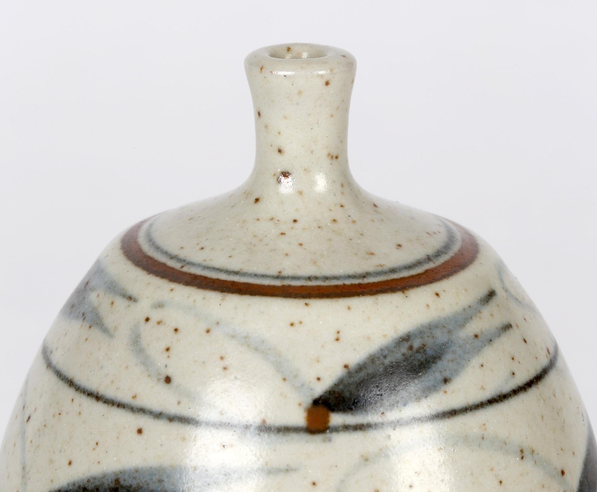 Derek Clarkson Brush Decorated Porcelain Studio Pottery Vase For Sale 2