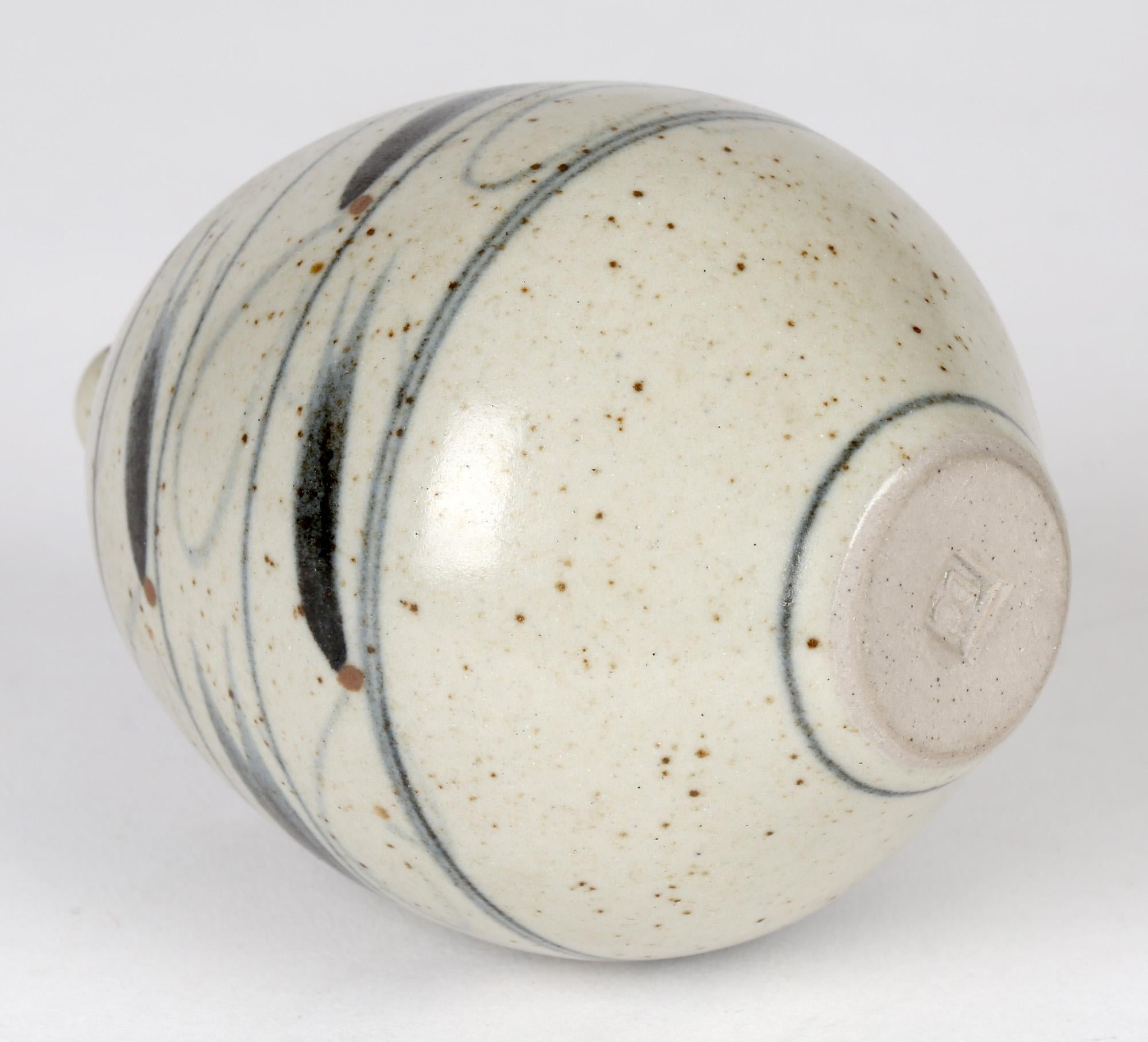 Derek Clarkson Brush Decorated Porcelain Studio Pottery Vase For Sale 3