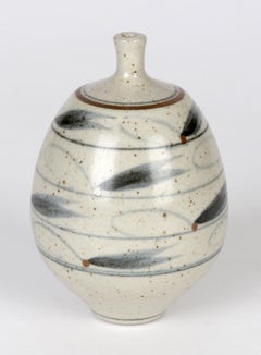 Derek Clarkson Brush Decorated Porcelain Studio Pottery Vase