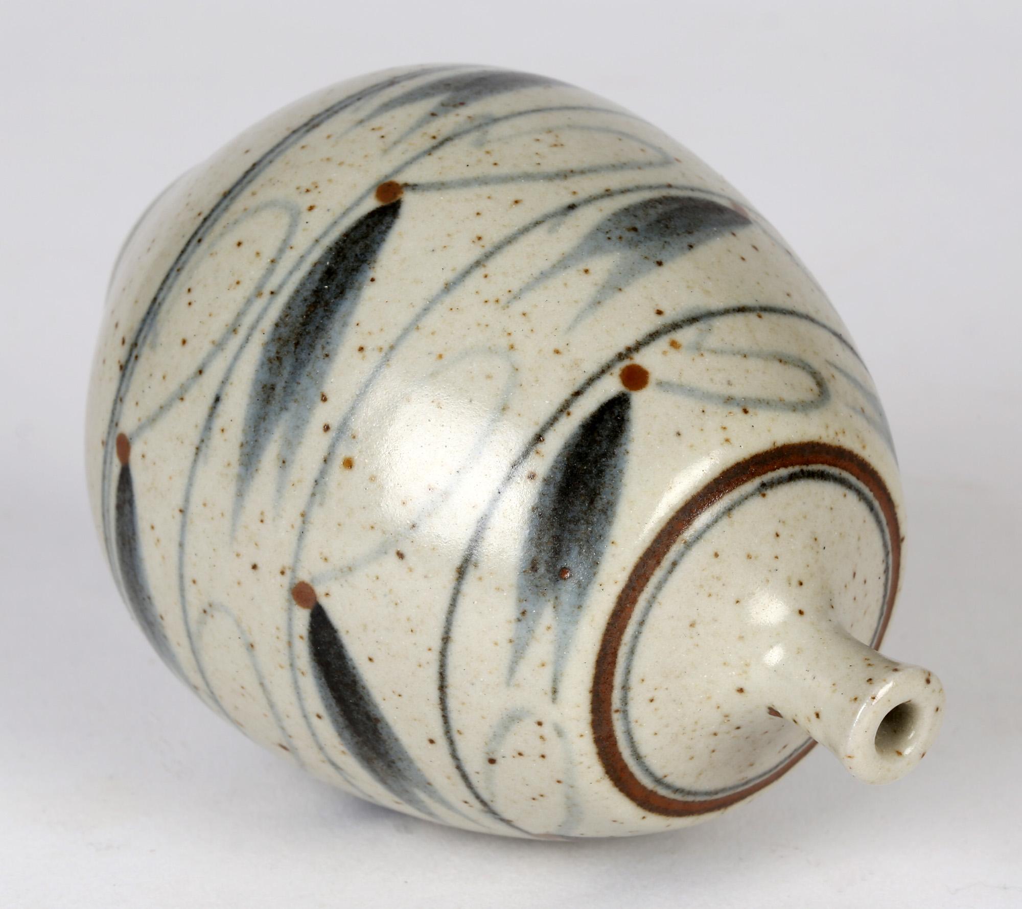 Late 20th Century Derek Clarkson Brush Decorated Porcelain Studio Pottery Vase For Sale