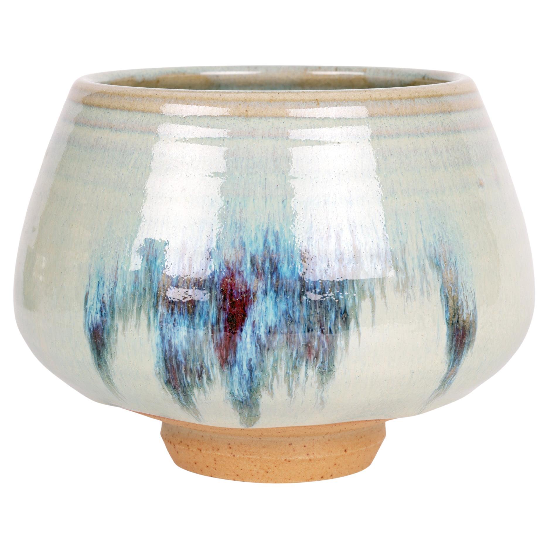 Vase en forme de bourgeon peint en abstrait Derek Clarkson Studio Pottery 