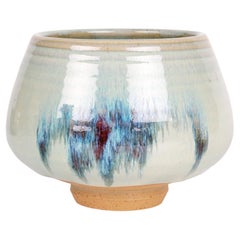 Vintage Derek Clarkson Studio Pottery Abstract Painted Bud Shape Vase 