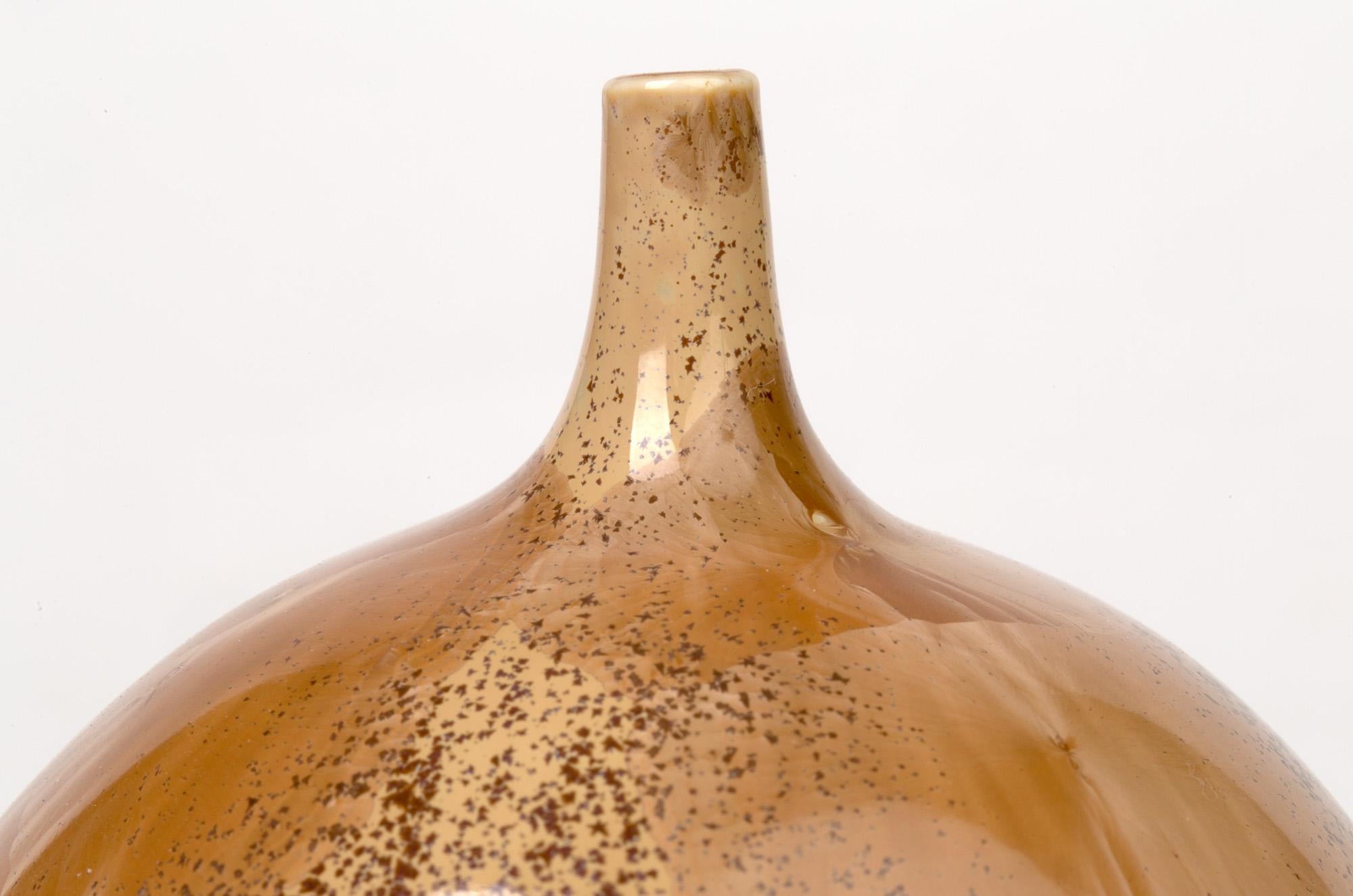 Derek Clarkson Studio Pottery Brown Crystalline Glazed Bottle Vase For Sale 4