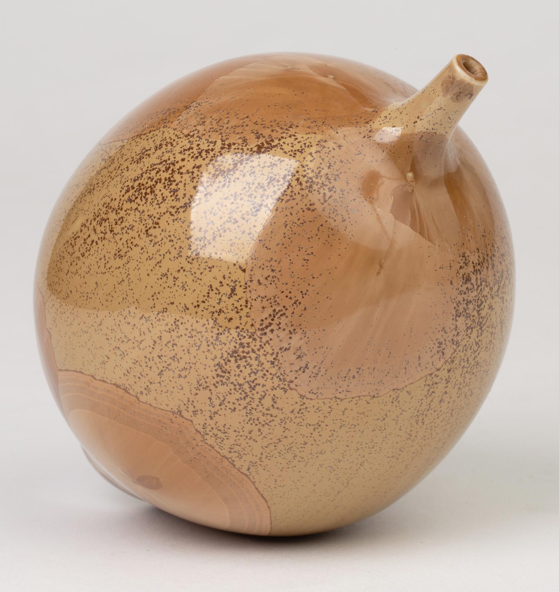 Derek Clarkson Studio Pottery Brown Crystalline Glazed Bottle Vase For Sale 1