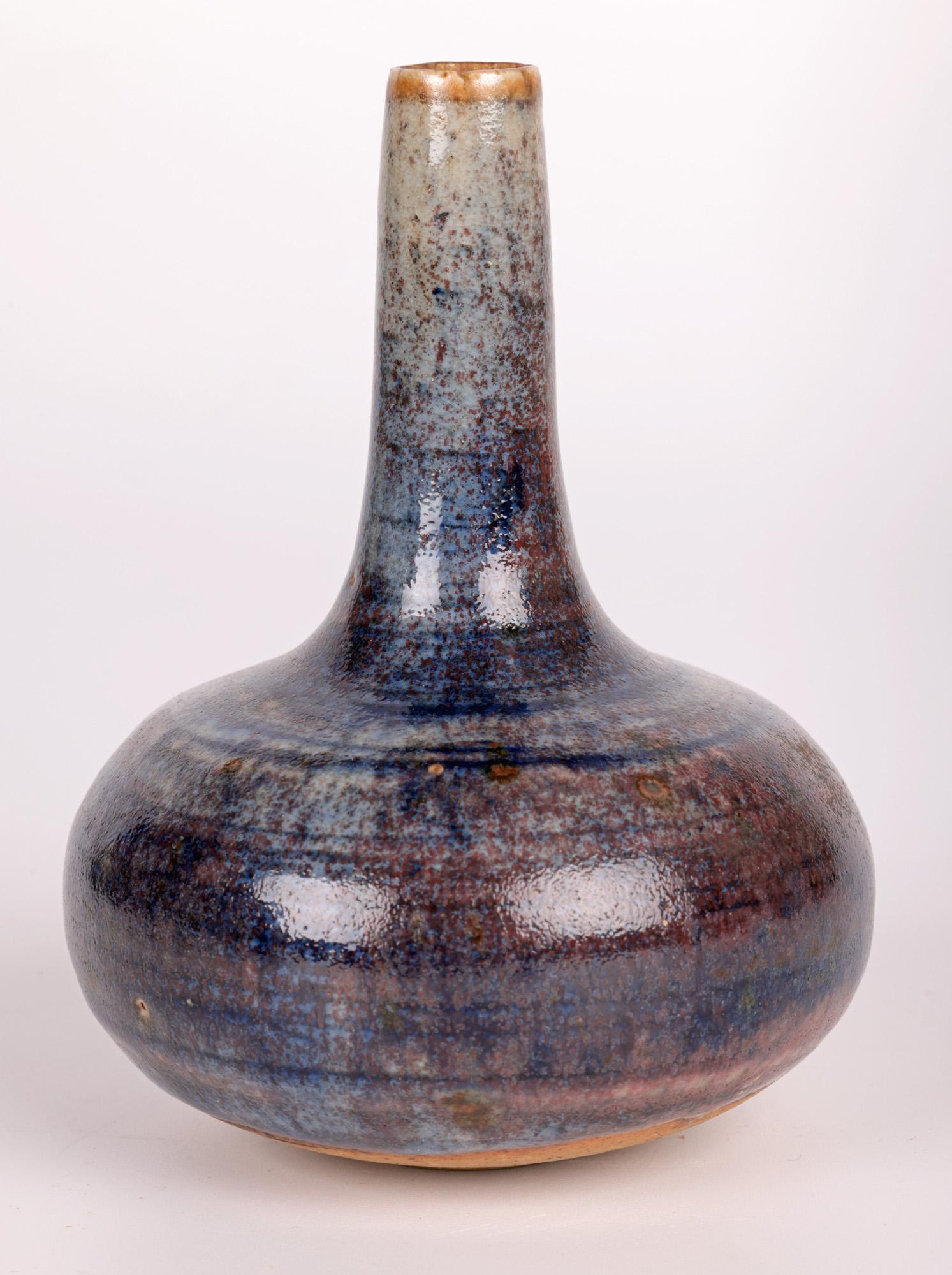 Derek Davis Studio Pottery Glazed Bottle Shape Bud Vase For Sale 1
