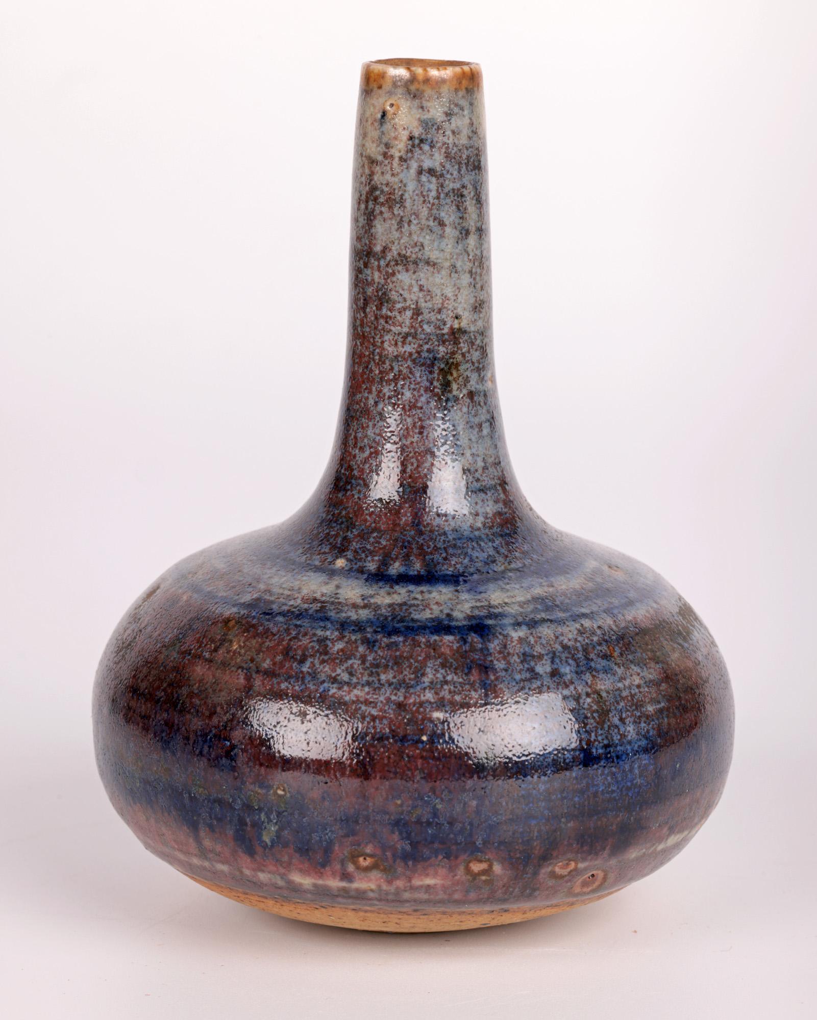 Derek Davis Studio Pottery Glazed Bottle Shape Bud Vase For Sale 7