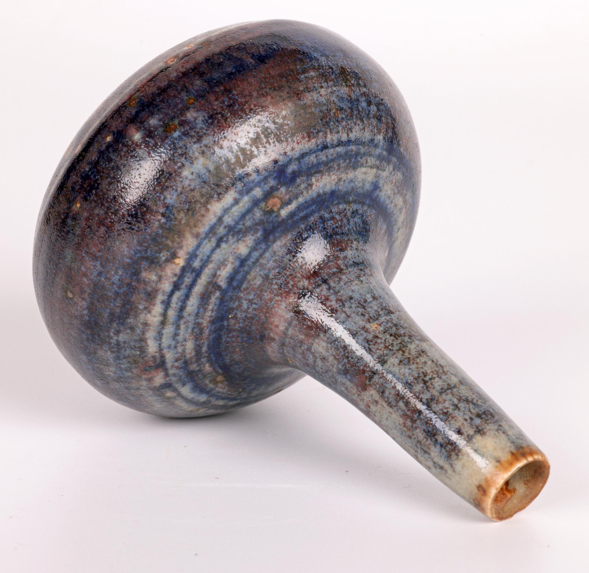 English Derek Davis Studio Pottery Glazed Bottle Shape Bud Vase For Sale