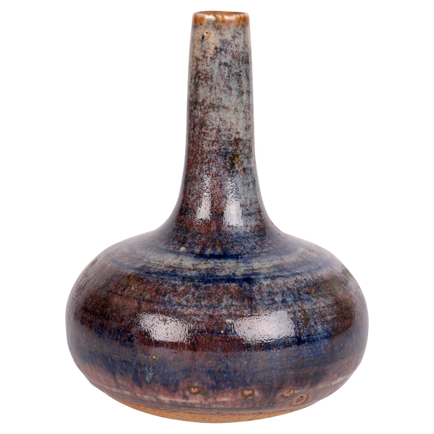 Derek Davis Studio Pottery Glazed Bottle Shape Bud Vase For Sale