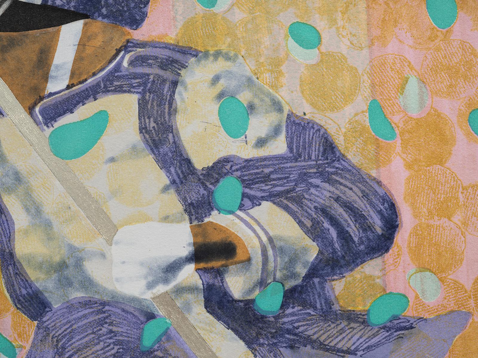 Groundspeed - Gold Figurative Print by Derek Fordjour