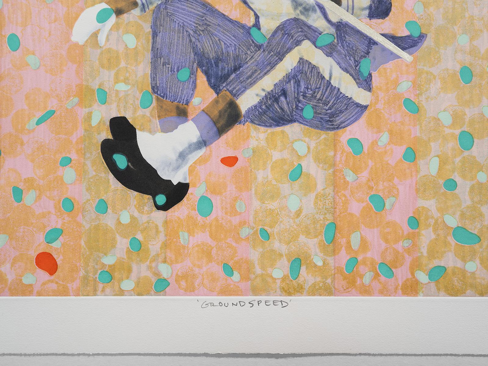 Color aquatint, spitbite aquatint, flatbite and softground etching with white gold leaf. 
Paper Size: 28” x 54”
Image Size: 24” x 50”
Edition of 35