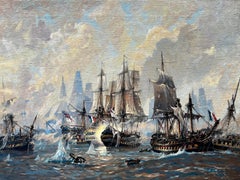 Antique Battle of Trafalgar' with the British and French fleet