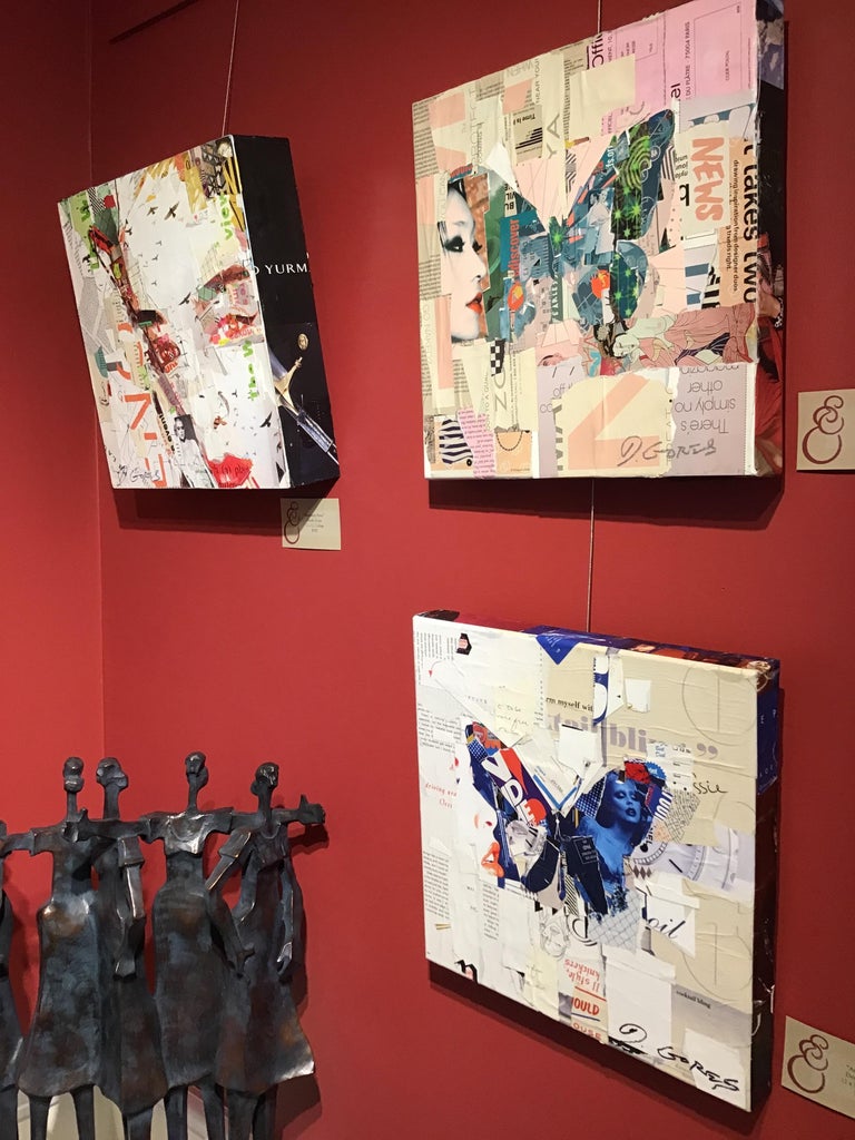 Derek Gores "Auto Pilot" Collage of Blue and Red Butterfly For Sale at 1stDibs derek gores