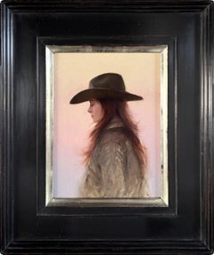 "Evening Solitude" (2025) by Derek Harrison, Original Oil Painting, Cowgirl