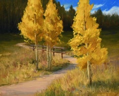 « Golden Gate Park Aspens » (2022) de Derek Harrison, peinture à l'huile originale