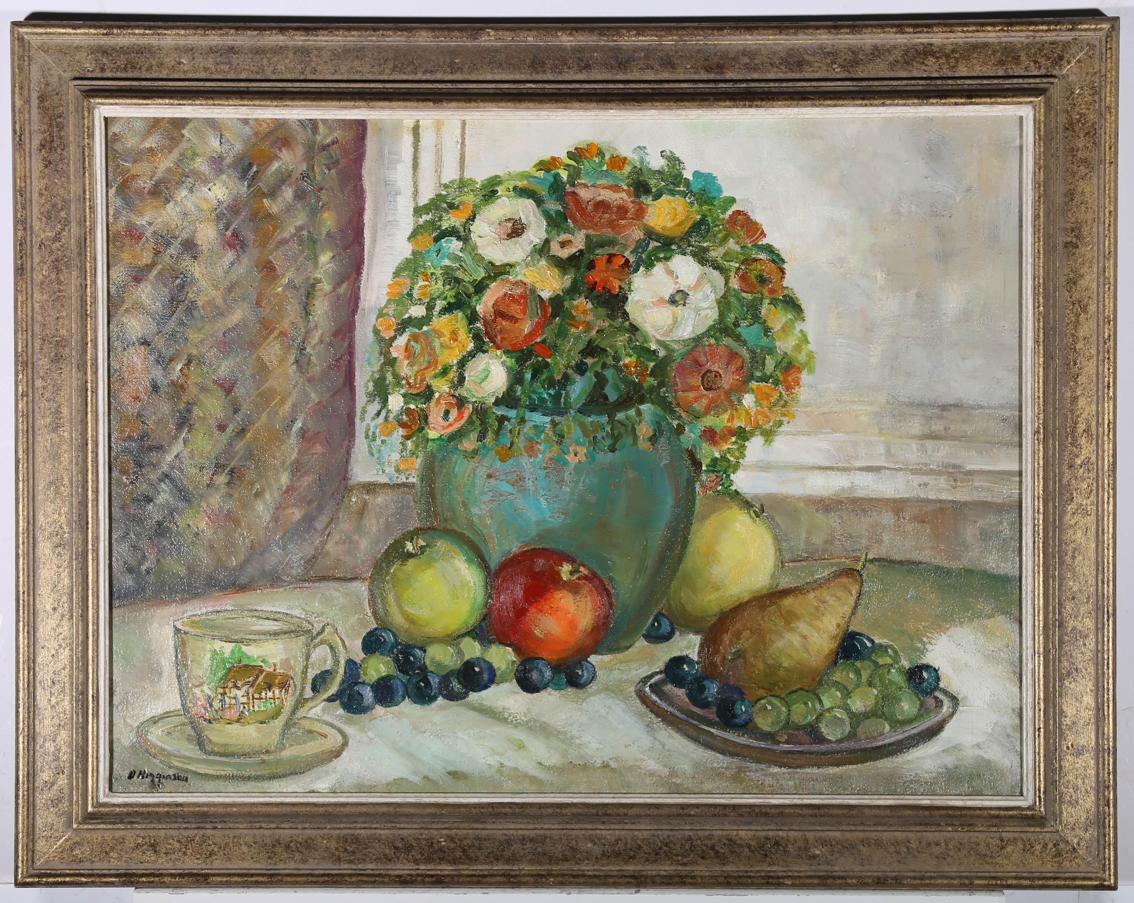 Derek Higginson (1930-2020) - Huile du 20e siècle, Fleurs et fruits en vente 2