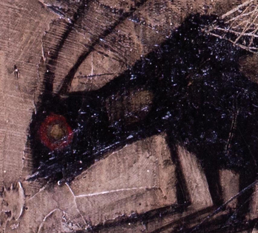 Pintura al óleo de 1952 de una mosca doméstica del artista británico Derek Hirst, en grises negros en venta 2