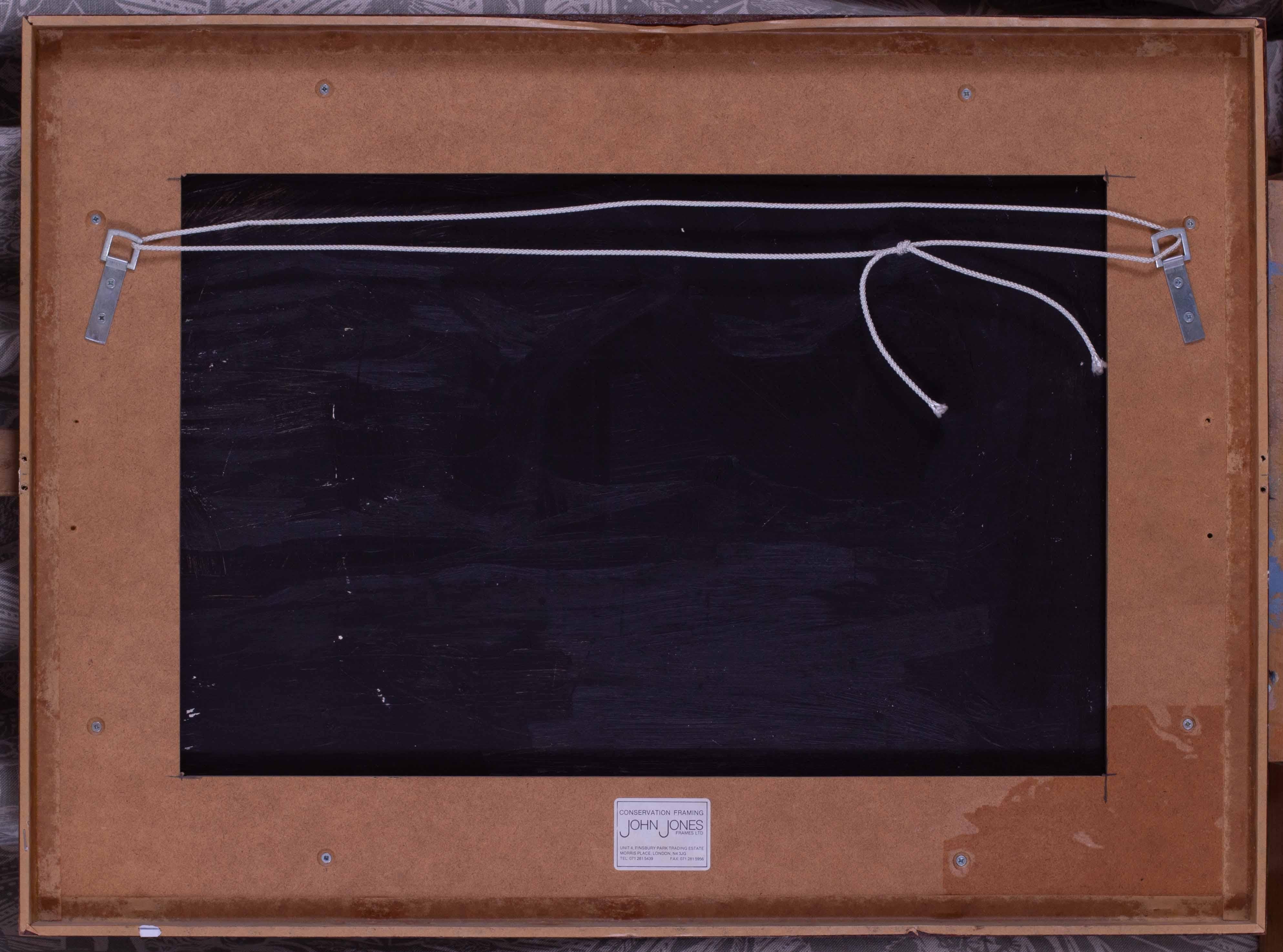1952 oil painting of a house fly by British artist Derek Hirst, in blacks greys For Sale 4