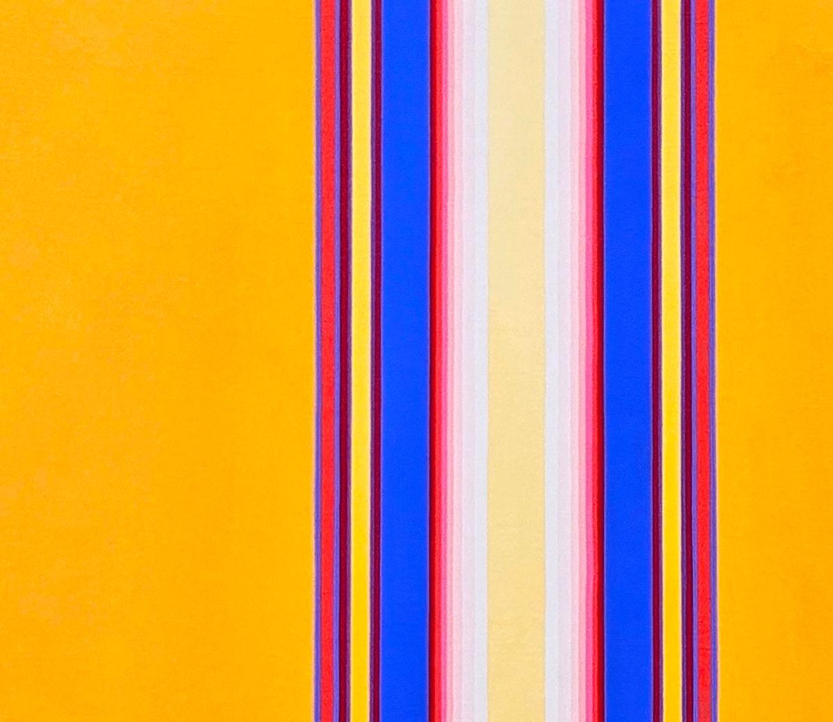 Large 1970s orange striped acrylic abstract work by British artist Derek Hirst For Sale 2