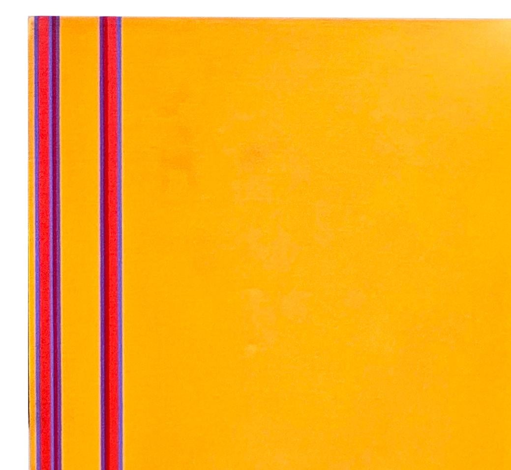 Large 1970s orange striped acrylic abstract work by British artist Derek Hirst For Sale 3