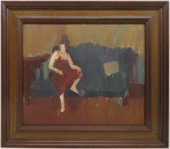 (1925-2012) original oil painting INTERIOR SCENE / PORTRAIT Post Impressionist