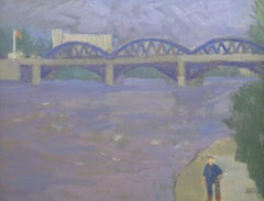 Post Impressionist Mid 20th Century Oil Painting River Thames London