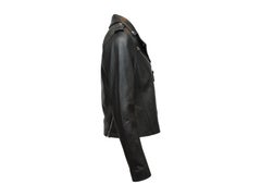 Derek Lam 10 Crosby Schwarze Leder Moto Jacke