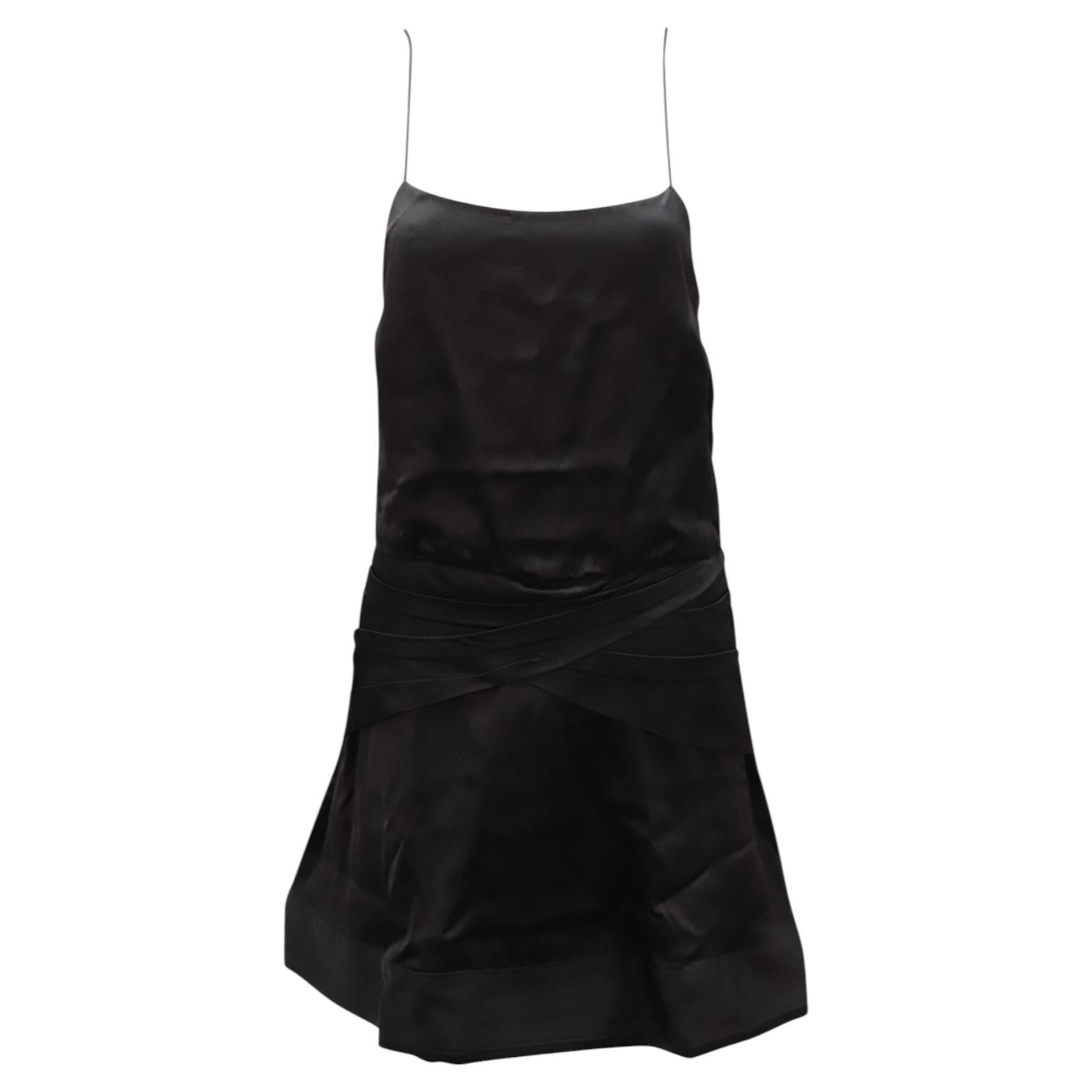 Pre-owned Derek Lam 10 Crosby Cami Flounce Mini Dress In Black Viscose