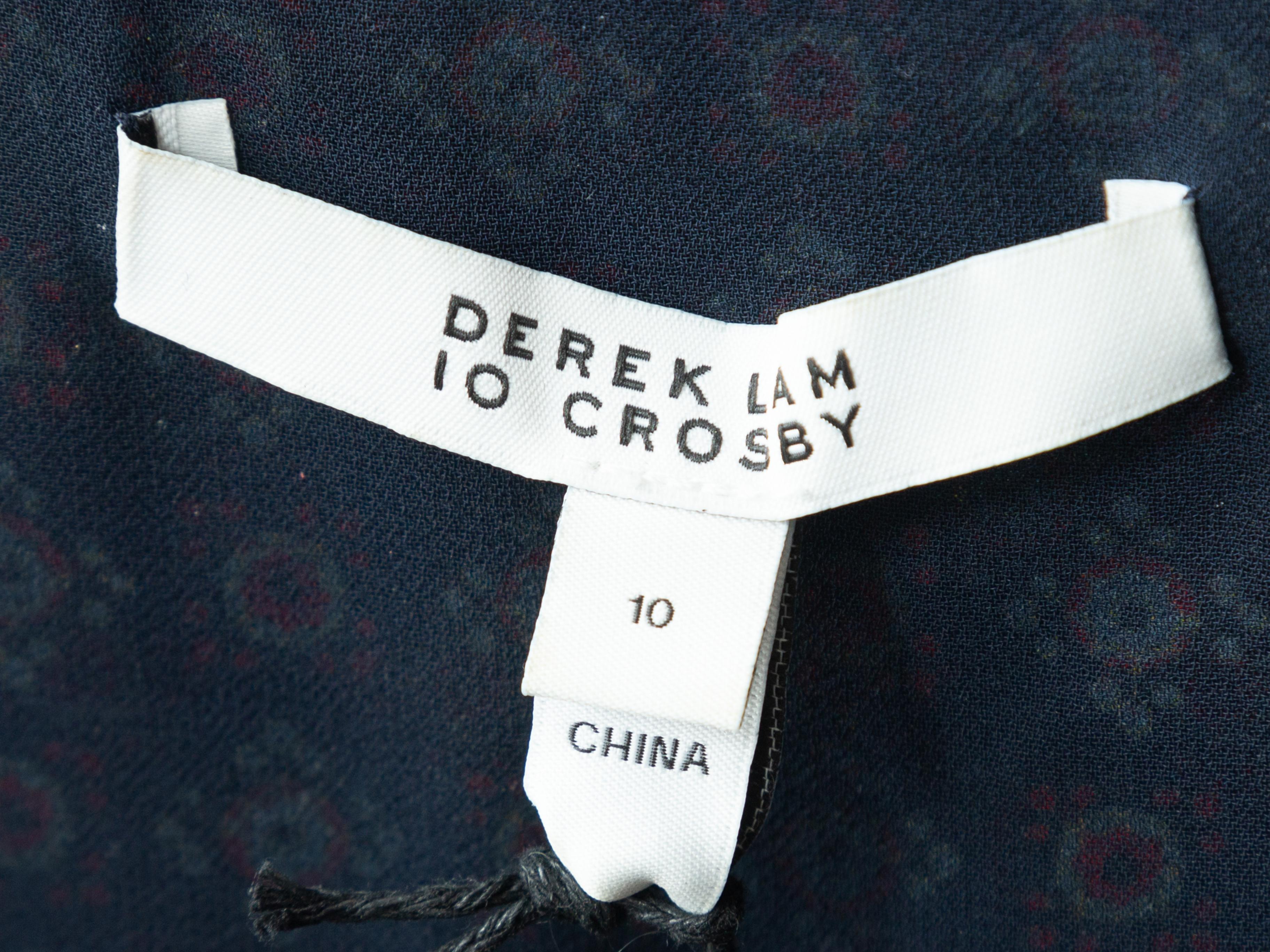 Black Derek Lam 10 Crosby Navy & Multicolor Silk Sleeveless Dress