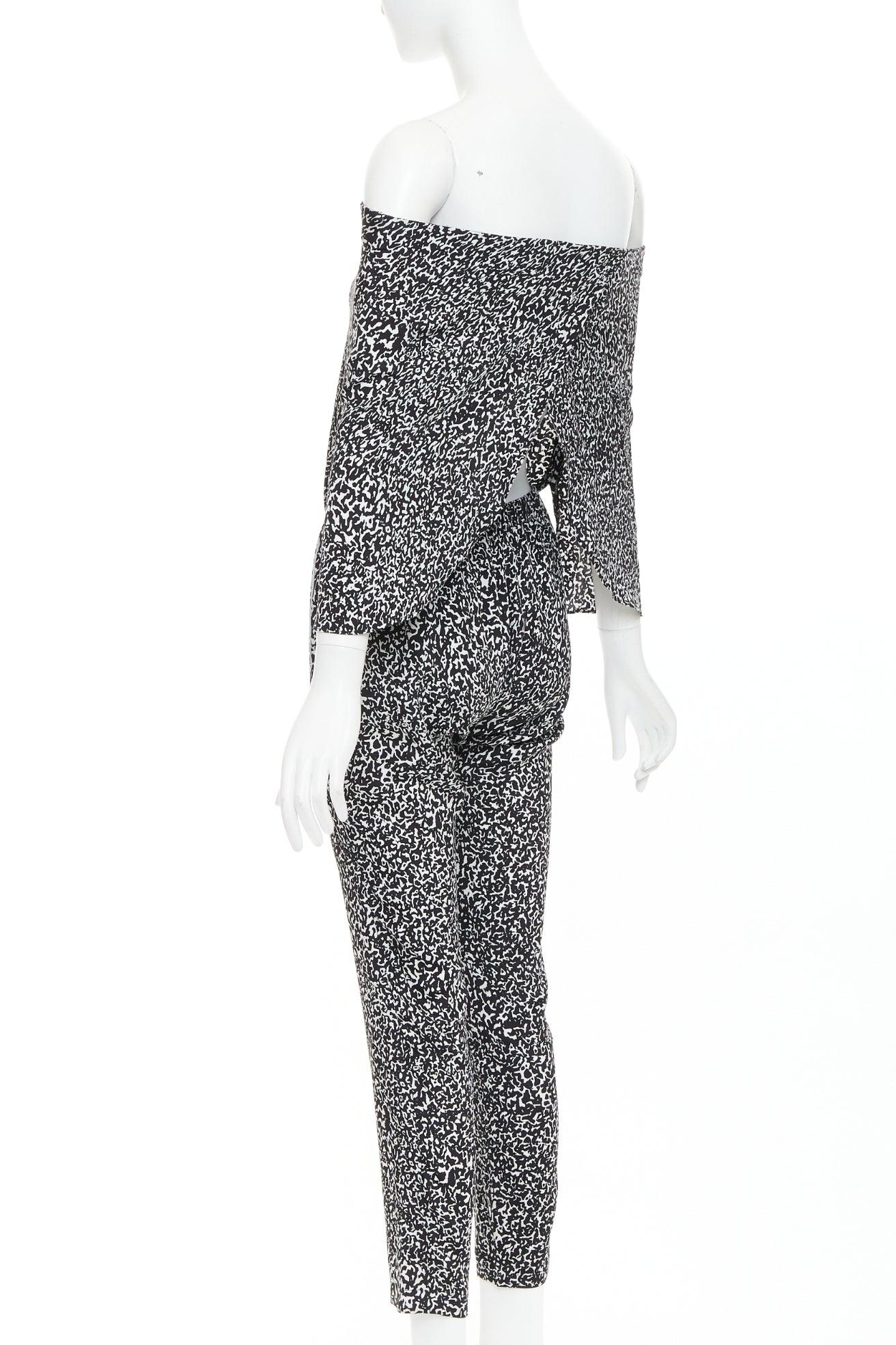 DEREK LAM 10 Crosby Derek Lam Combinaison bustier en soie mélangée blanche à imprimé géométrique US0 XS en vente 1