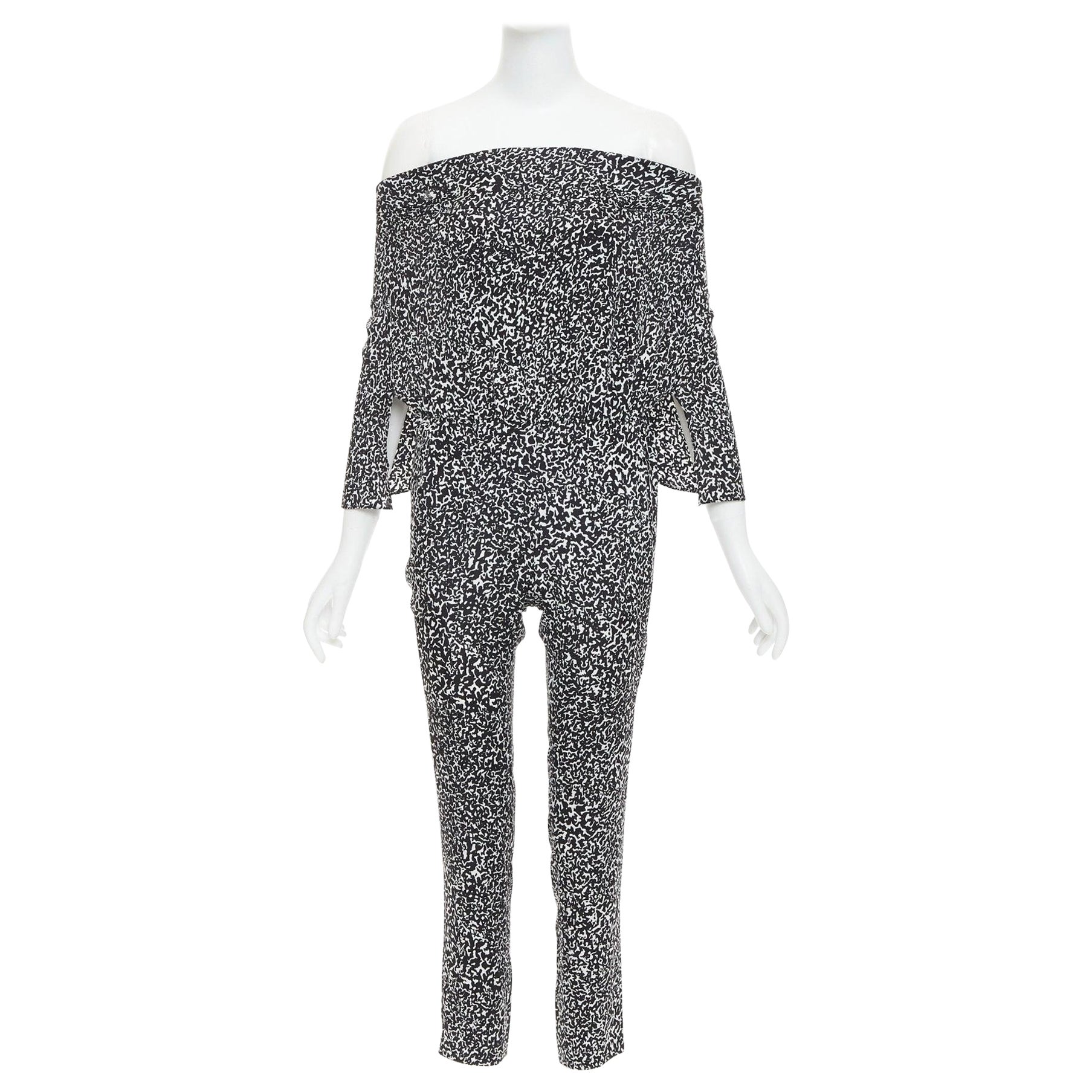 DEREK LAM 10 Crosby Derek Lam Combinaison bustier en soie mélangée blanche à imprimé géométrique US0 XS en vente