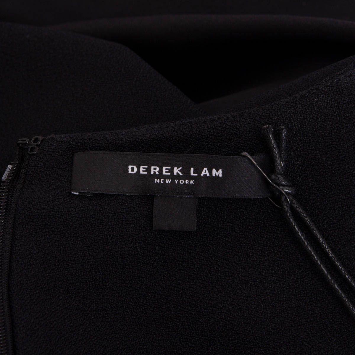 Black DEREK LAM black SATIN PANELED SLEEVELESS CREPE MIDI Dress 44 L For Sale