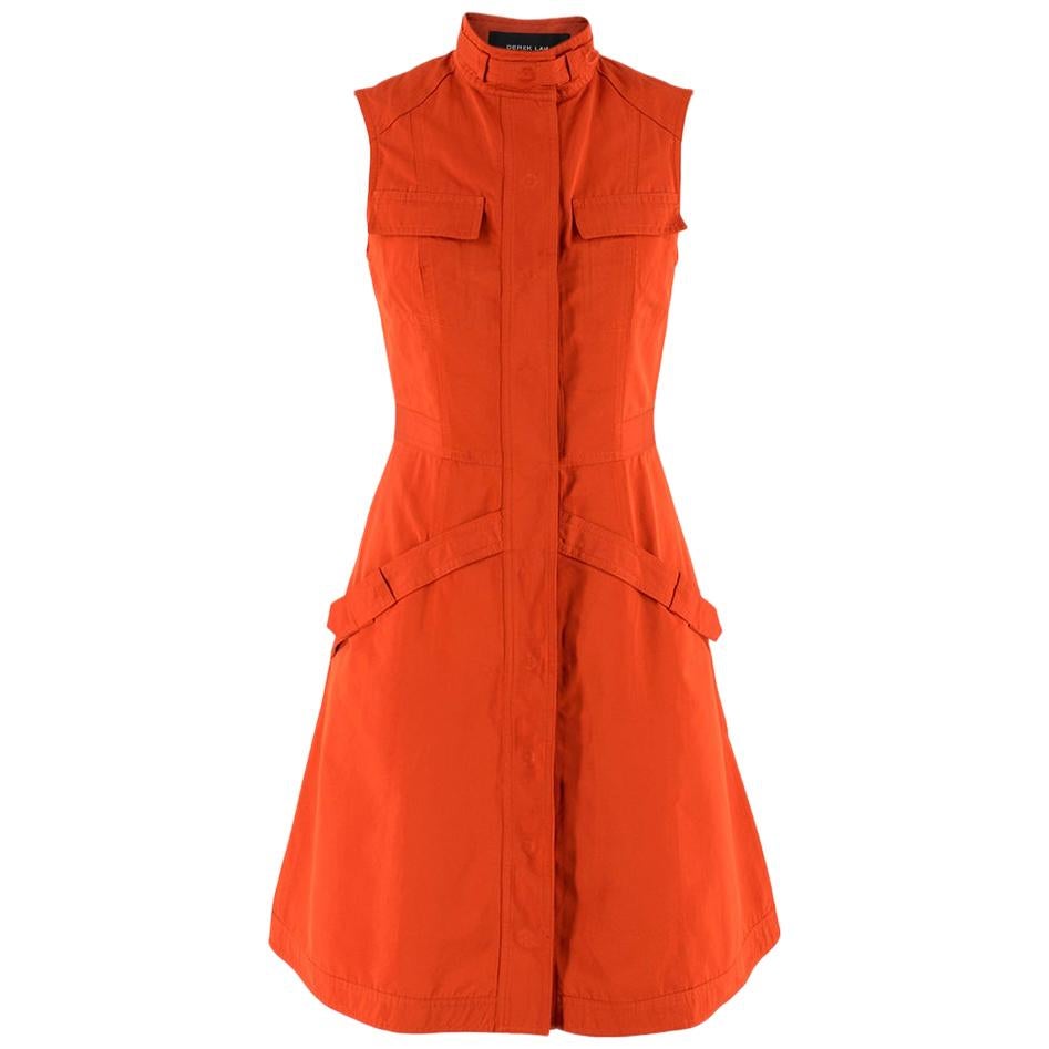 Derek Lam Brick Orange Sleeveless Utility Dress Size US 2 For Sale