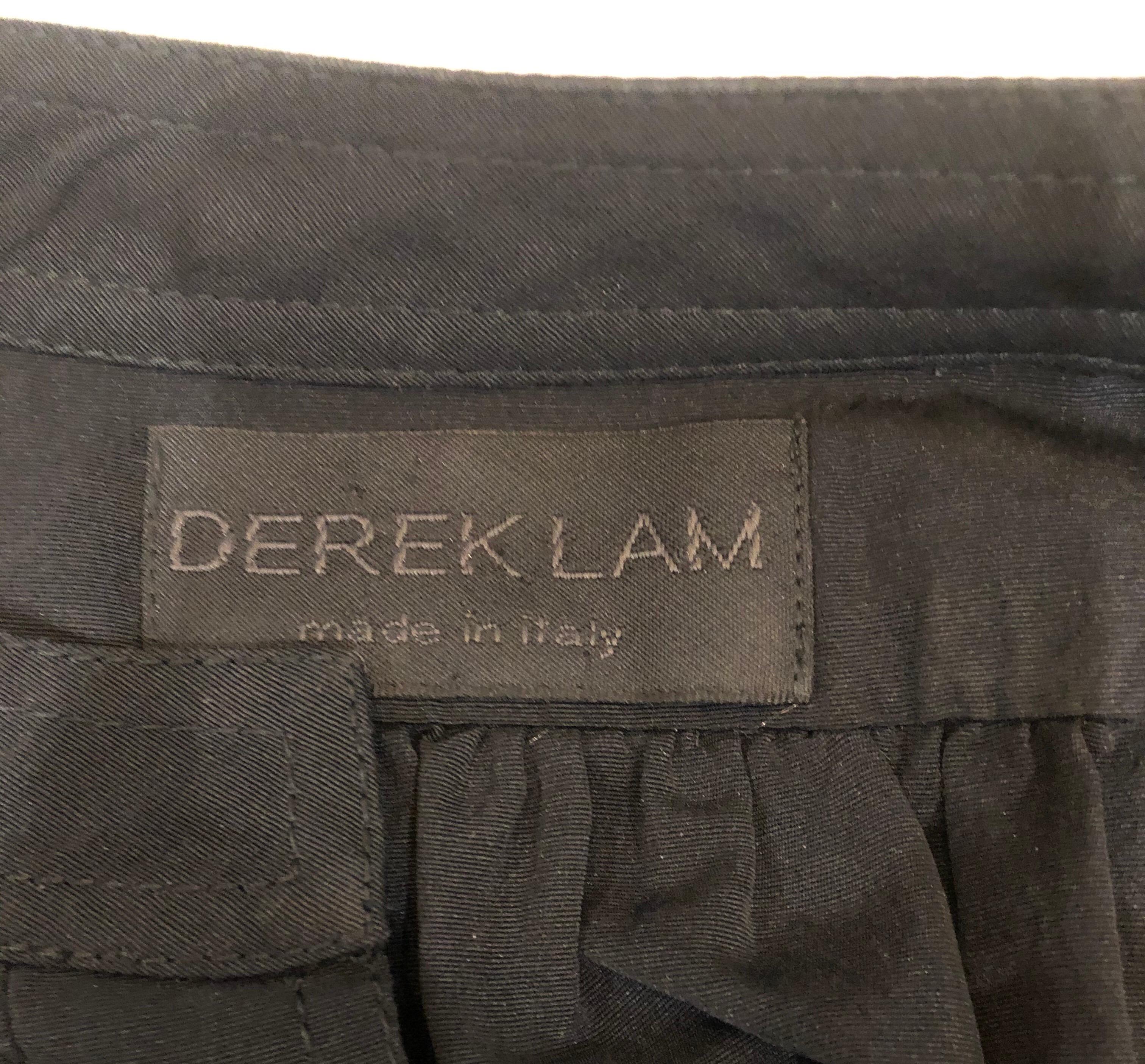 Derek Lam Early 2000s Größe 6 / 8 Schwarzes Hemdkleid aus Seide und Viskose mit Gürtel im Zustand „Hervorragend“ im Angebot in San Diego, CA