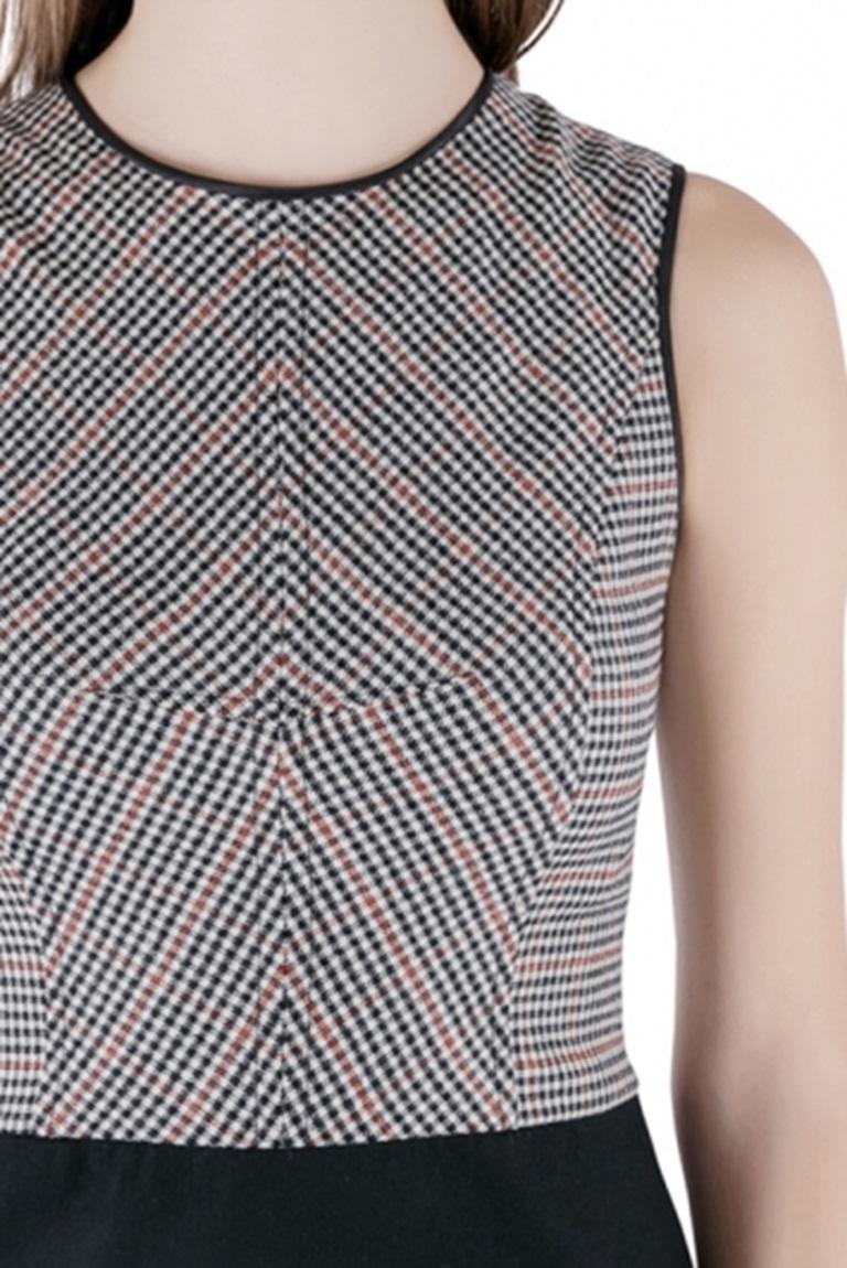 Derek Lam Houndstooth Bodice Colorblock Sleeveless Wool Dress S Bon état - En vente à Dubai, Al Qouz 2