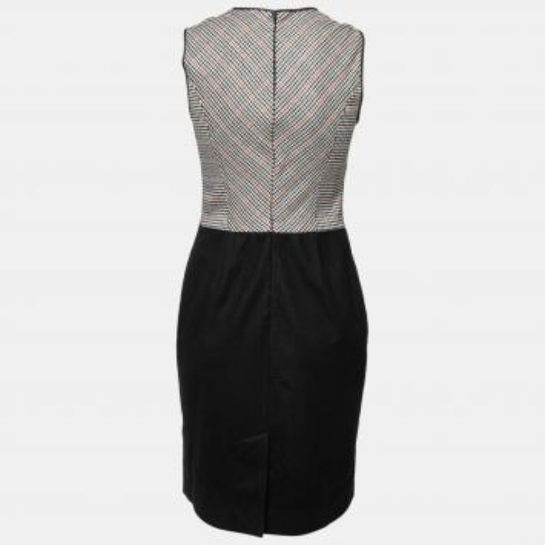 Derek Lam Houndstooth Bodice Colorblock Sleeveless Wool Dress S en vente 2