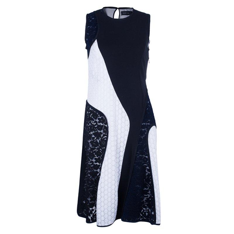 Derek Lam Mixed Lace And Jersey Crepe Paneled Dress M