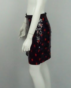 Derek Lam Navy and Red Paillete Skirt